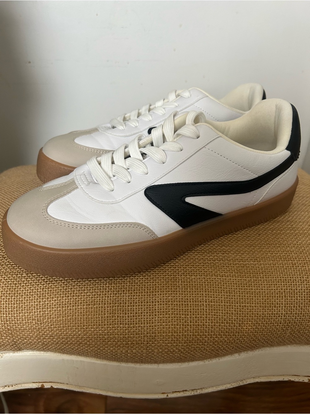 Dolce Vita White Sneakers with Black Accent and Gum Sole